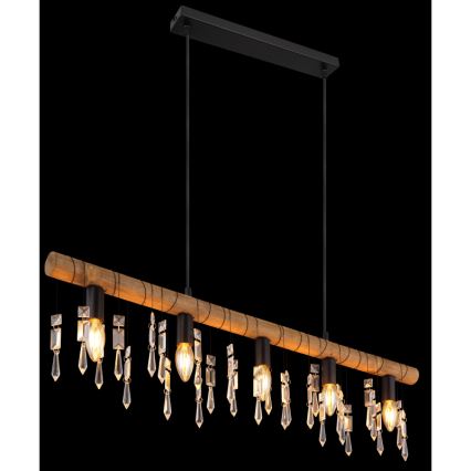 Globo 15532-5H - Kaapelikiinnitteinen riippuvalaisin KIRA 5xE14/40W/230V musta/ruskea