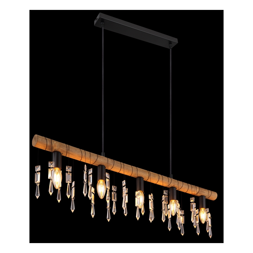 Globo 15532-5H - Kaapelikiinnitteinen riippuvalaisin KIRA 5xE14/40W/230V musta/ruskea