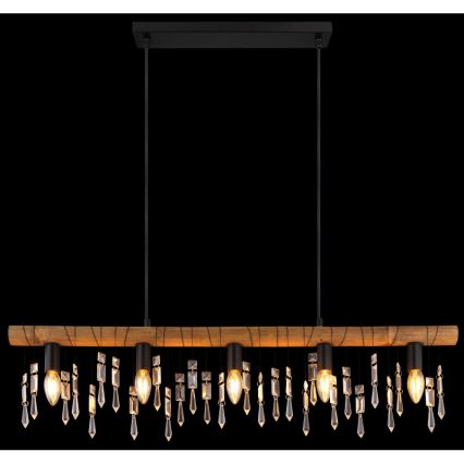 Globo 15532-5H - Kaapelikiinnitteinen riippuvalaisin KIRA 5xE14/40W/230V musta/ruskea