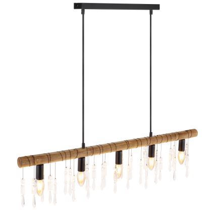 Globo 15532-5H - Kaapelikiinnitteinen riippuvalaisin KIRA 5xE14/40W/230V musta/ruskea