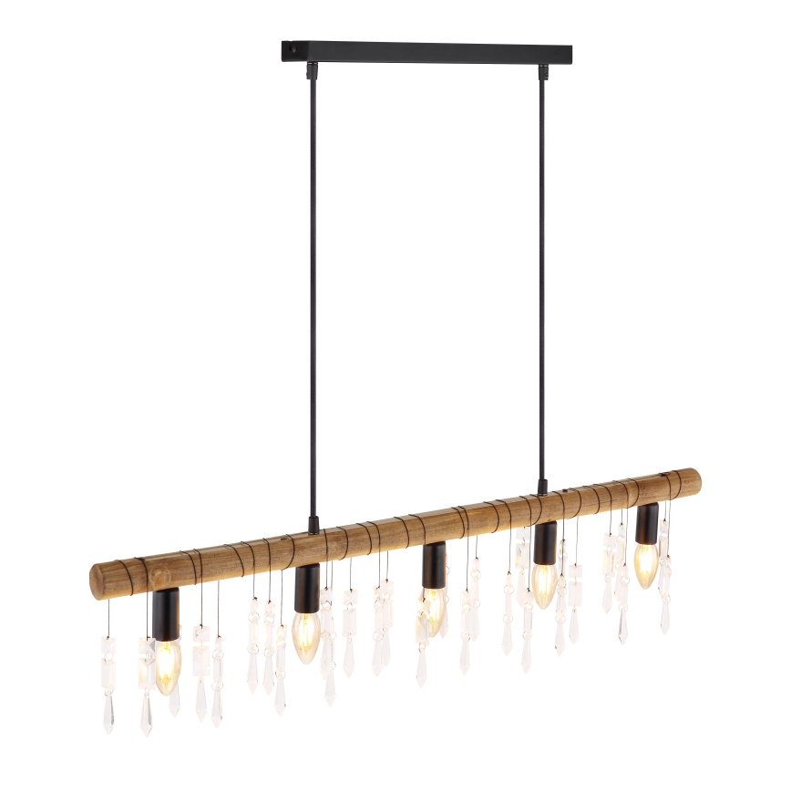 Globo 15532-5H - Kaapelikiinnitteinen riippuvalaisin KIRA 5xE14/40W/230V musta/ruskea