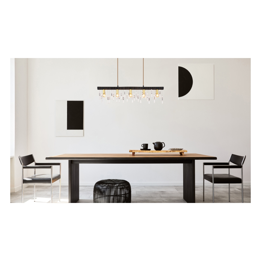 Globo 15532-5HB - KIRA-riippuvalaisin kaapelilla, 5xE14/40W/230V, musta