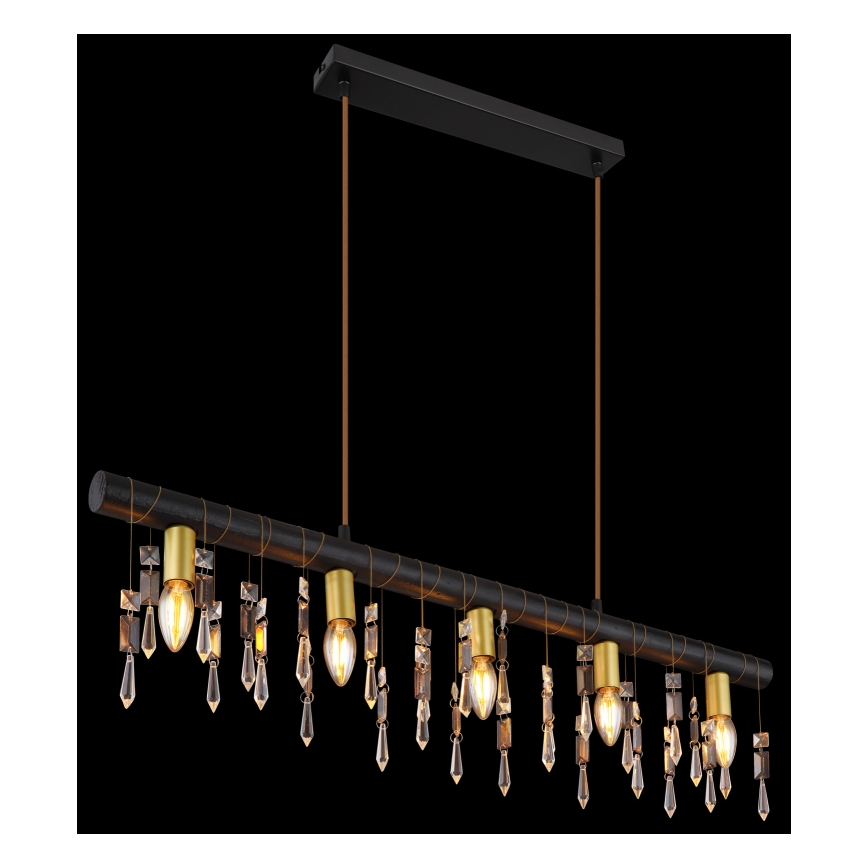 Globo 15532-5HB - KIRA-riippuvalaisin kaapelilla, 5xE14/40W/230V, musta