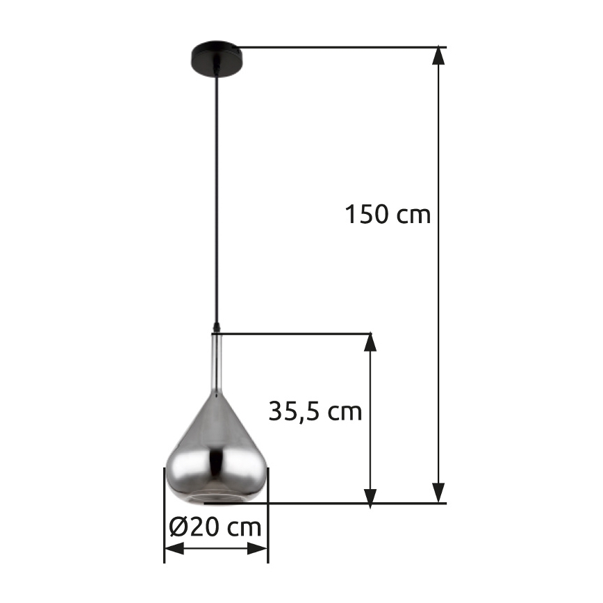 Globo - Kattokruunu johdossa 1xE27/60W/230V halkaisija 20 cm musta