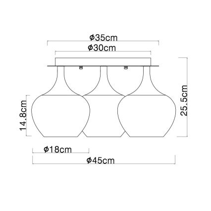 Globo - Kiinteä kattokruunu 3xE27/40W/230V halkaisija 45 cm kupari