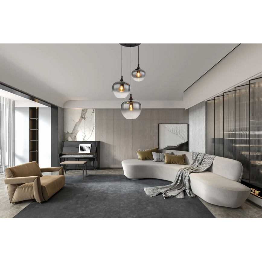 Globo - Kattokruunu johdossa 3xE27/40W/230V halkaisija 48 cm musta