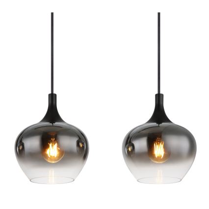 Globo - Vaijerilla ripustettava riippuvalaisin 4xE27/40W/230V musta