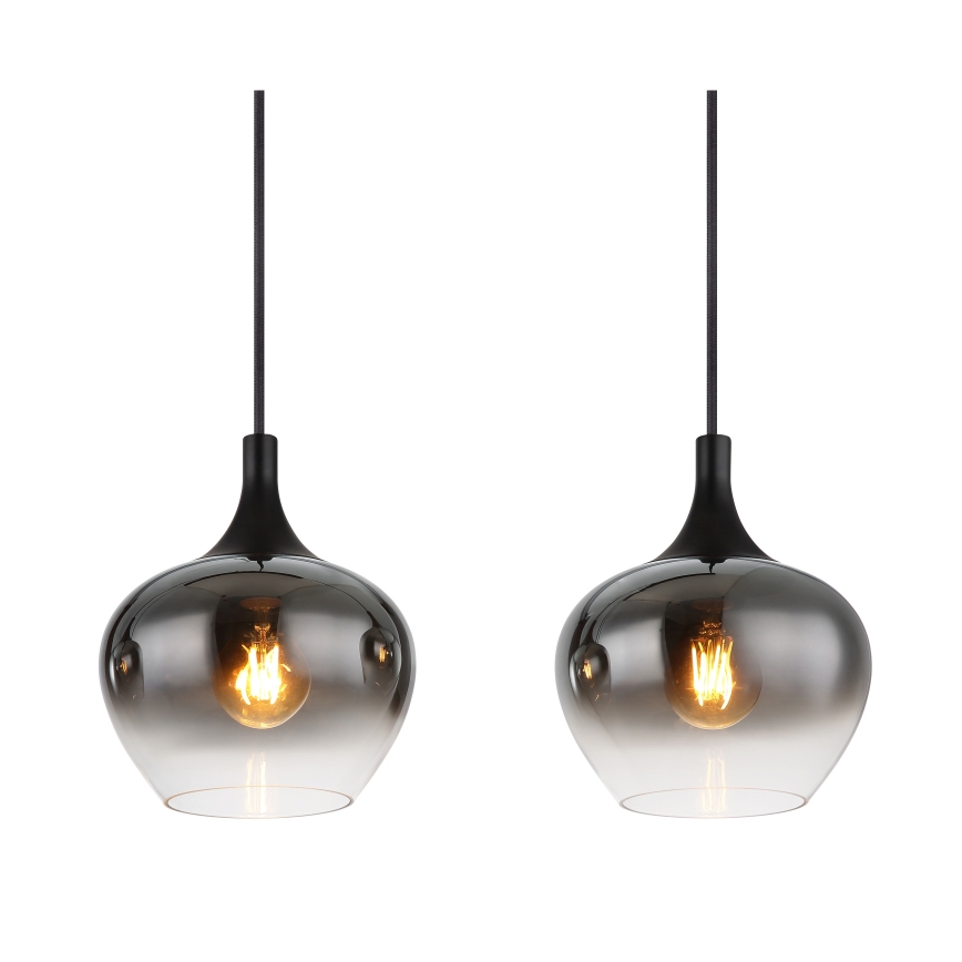 Globo - Vaijerilla ripustettava riippuvalaisin 4xE27/40W/230V musta
