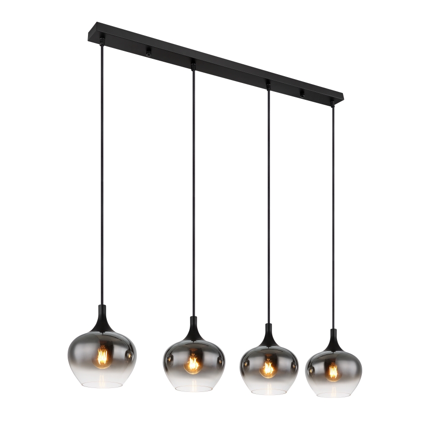 Globo - Vaijerilla ripustettava riippuvalaisin 4xE27/40W/230V musta