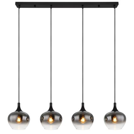 Globo - Vaijerilla ripustettava riippuvalaisin 4xE27/40W/230V musta