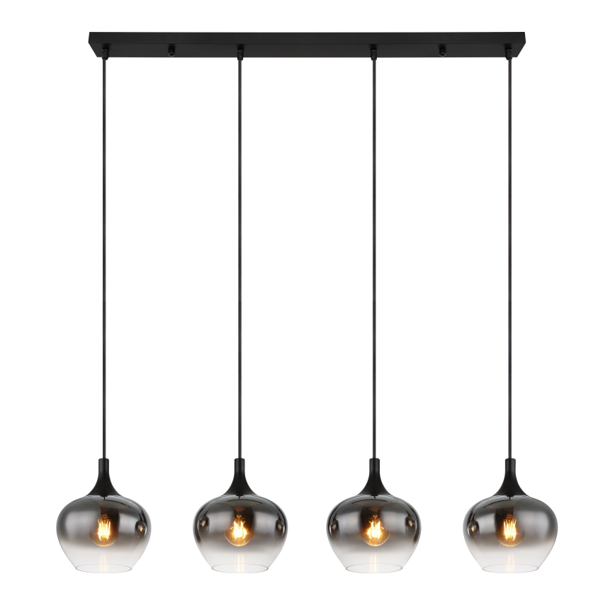 Globo - Vaijerilla ripustettava riippuvalaisin 4xE27/40W/230V musta