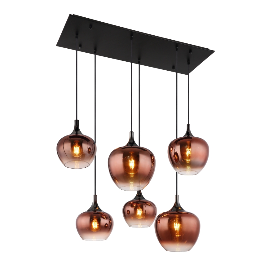 Globo - Riippuvalaisin kaapelilla 6xE27/40W/230V kuparinvärinen