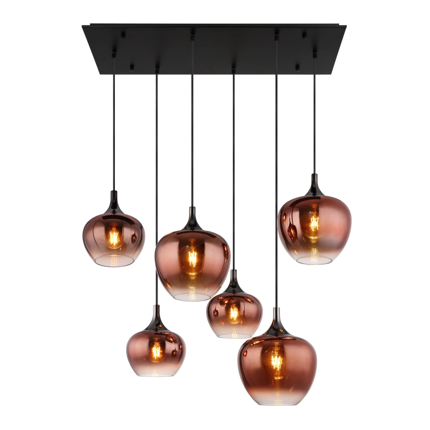 Globo - Riippuvalaisin kaapelilla 6xE27/40W/230V kuparinvärinen