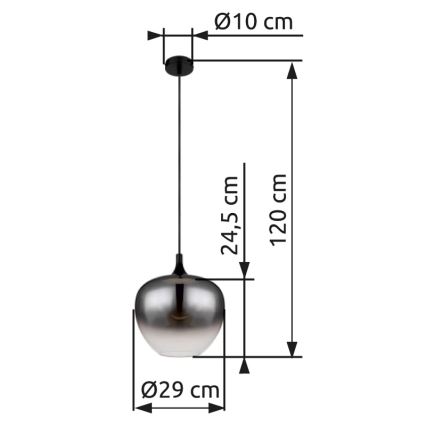 Globo - Kattokruunu johdossa 1xE27/60W/230V halkaisija 29 cm musta