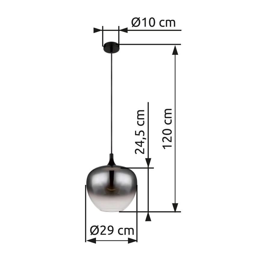 Globo - Kattokruunu johdossa 1xE27/60W/230V halkaisija 29 cm musta