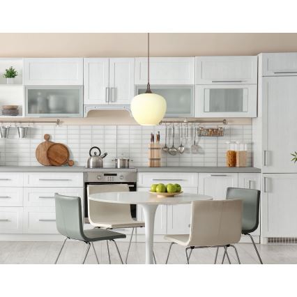 Globo - Kattokruunu johdossa 1xE27/60W/230V halkaisija 29 cm valkoinen/ruskea