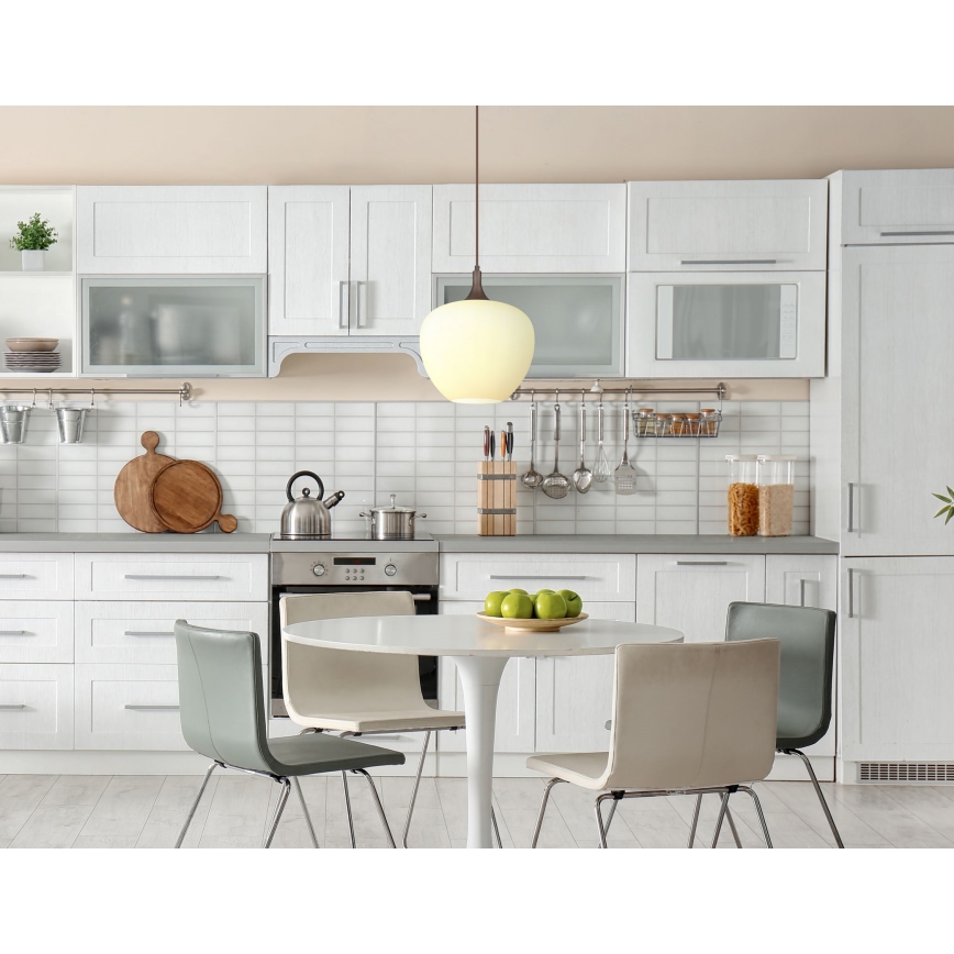 Globo - Kattokruunu johdossa 1xE27/60W/230V halkaisija 29 cm valkoinen/ruskea