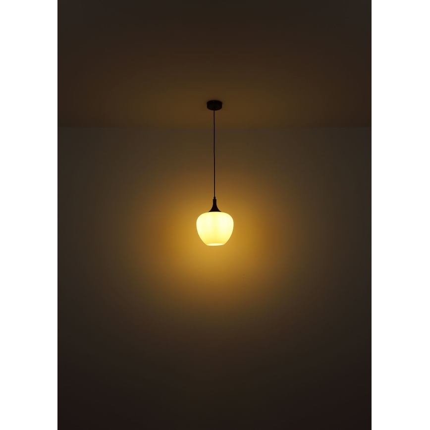 Globo - Kattokruunu johdossa 1xE27/60W/230V halkaisija 29 cm valkoinen/ruskea