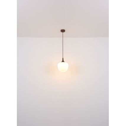Globo - Kattokruunu johdossa 1xE27/60W/230V halkaisija 29 cm valkoinen/ruskea