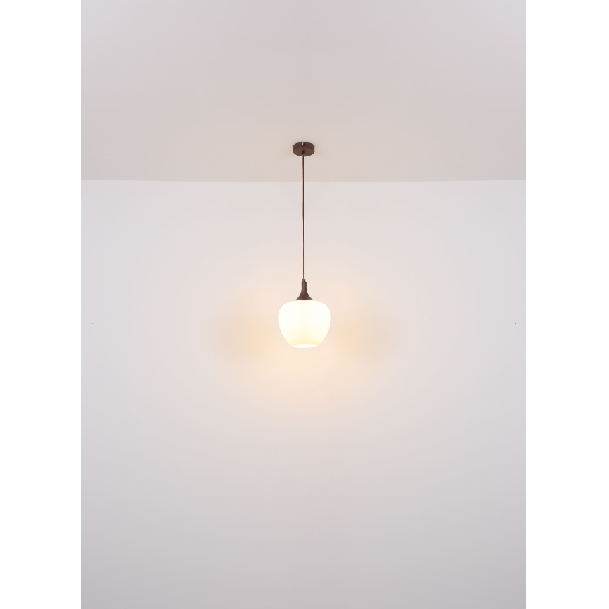 Globo - Kattokruunu johdossa 1xE27/60W/230V halkaisija 29 cm valkoinen/ruskea