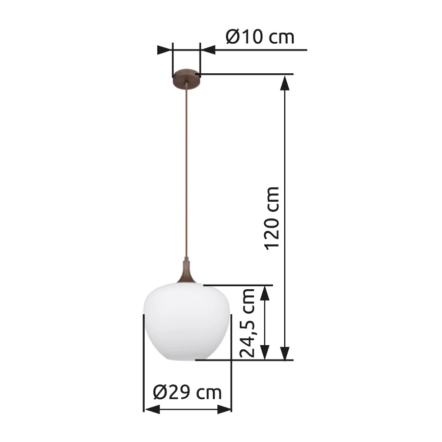 Globo - Kattokruunu johdossa 1xE27/60W/230V halkaisija 29 cm valkoinen/ruskea