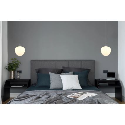 Globo - Kattokruunu johdossa 1xE27/60W/230V halkaisija 29 cm valkoinen