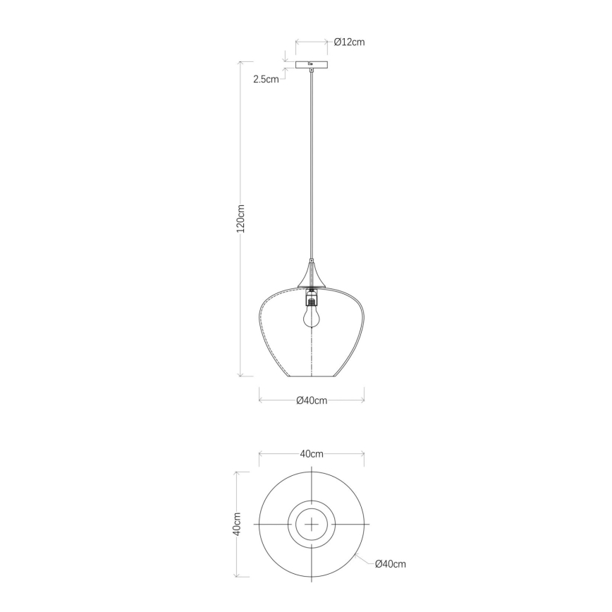 Globo - Kattokruunu johdossa 1xE27/60W/230V halkaisija 40 cm musta