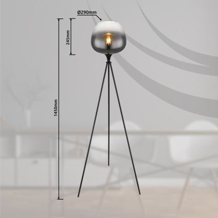 Globo - musta lattiavalaisin 1xE27/60W/230V