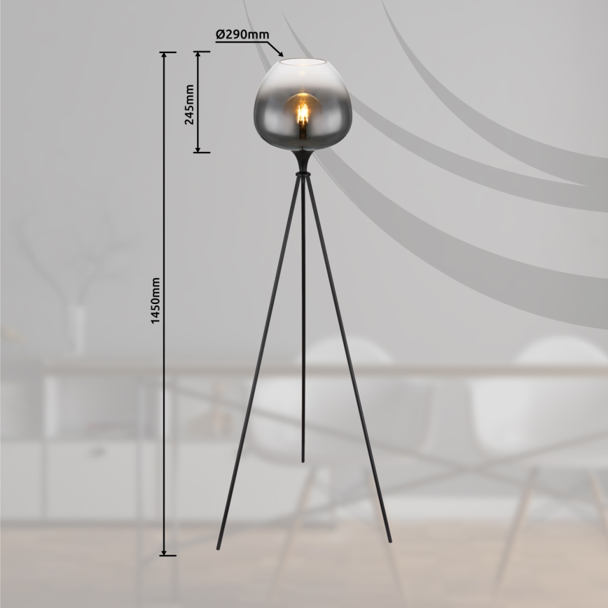 Globo - musta lattiavalaisin 1xE27/60W/230V