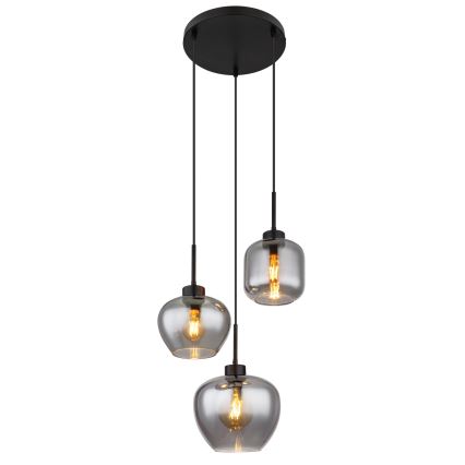Globo - Riippuvalaisin vaijerilla 3xE27/40W/230V musta