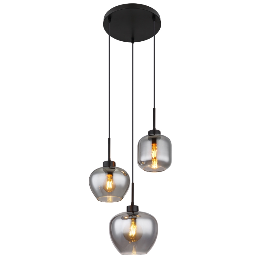 Globo - Riippuvalaisin vaijerilla 3xE27/40W/230V musta