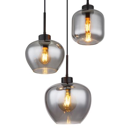 Globo - Riippuvalaisin vaijerilla 3xE27/40W/230V musta