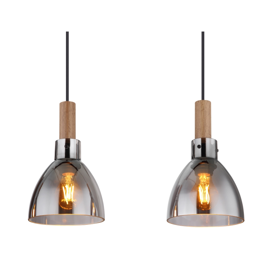 Globo 15550-4H - Riippuvalaisin kaapelilla MATTEA 4xE27/6W/230V musta/savunvärinen