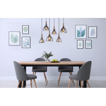 Globo - Vaijeririippuvalaisin 6xE27/6W/230V musta/savunvärinen