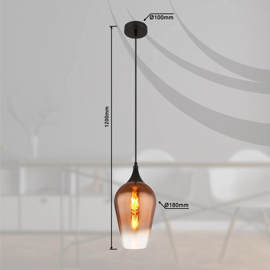 Globo - Kattokruunu johdossa 1xE27/60W/230V halkaisija 18 cm kupari