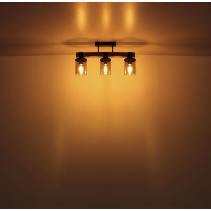 Globo - Kiinteä kattokruunu 3xE27/60W/230V tammi