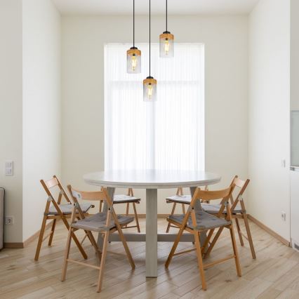 Globo - Riippuvalaisin FINCA 3xE27/40W/230V metalli/puu