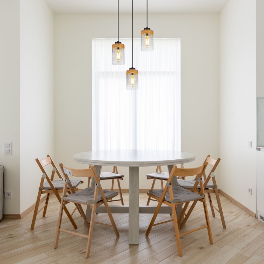 Globo - Riippuvalaisin FINCA 3xE27/40W/230V metalli/puu