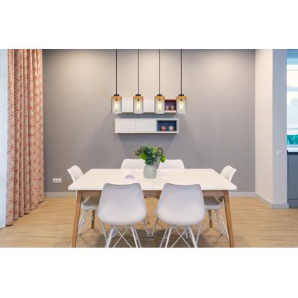 Globo - Riippuvalaisin FINCA 4xE27/40W/230V metalli/puu