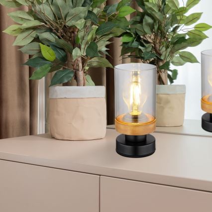 Globo - Pöytävalaisin 1xE27/40W/230V metalli/puu