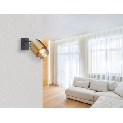 Globo - Seinäkohdevalo 1xE27/40W/230V musta/messinki