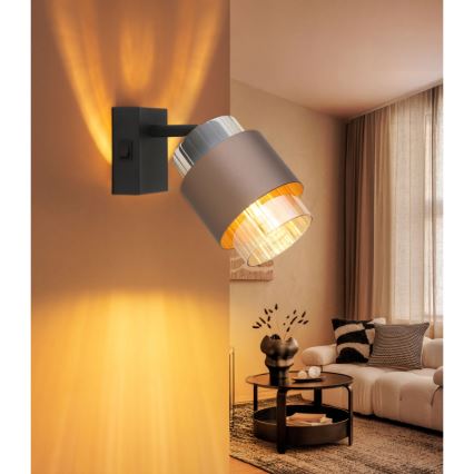Globo - Suunnattava seinävalaisin 1xE27/40W/230V musta/pronssi