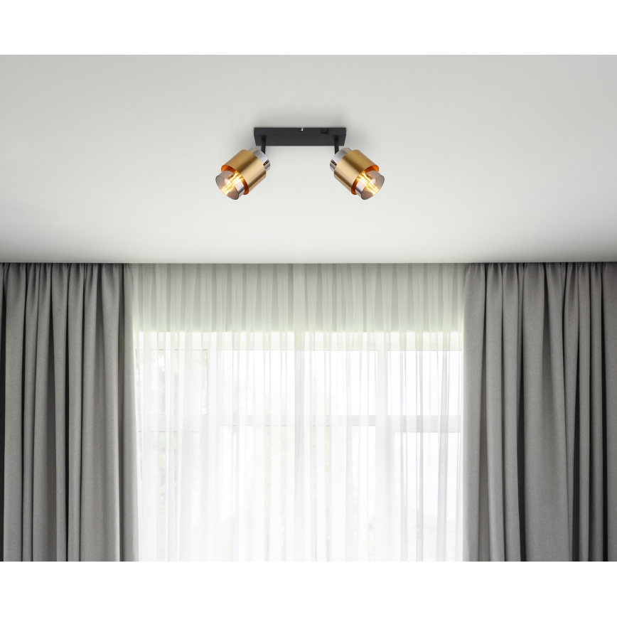 Globo - Kohdevalo 2xE27/40W/230V musta/messinki