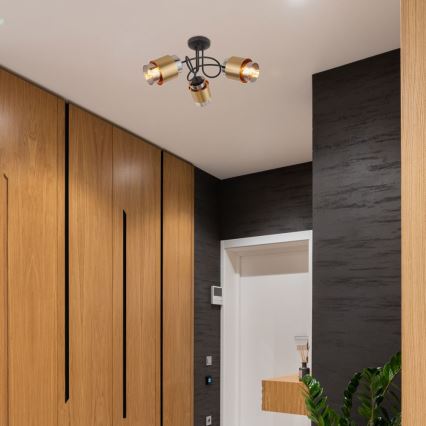 Globo - Kiinteä kattokruunu 3xE27/40W/230V musta/messinki