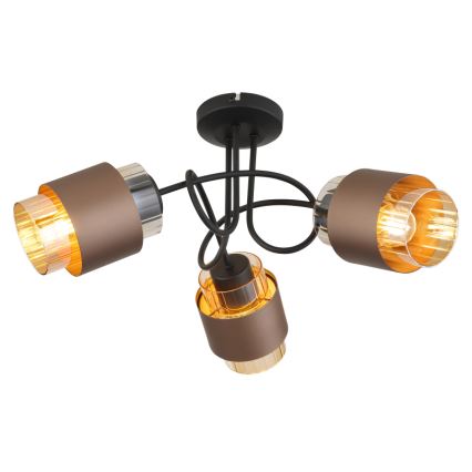 Globo - Pinta-asennettava kattokruunu 3xE27/40W/230V musta/pronssi