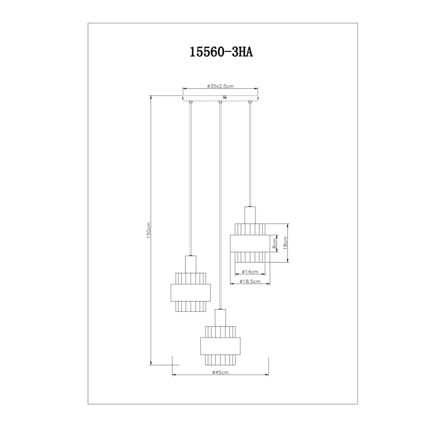 Globo - Riippuvalaisin johdolla 3xE27/60W/230V