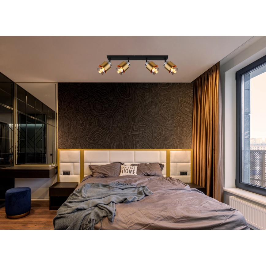 Globo - Kohdevalo 4xE27/40W/230V musta/messinki