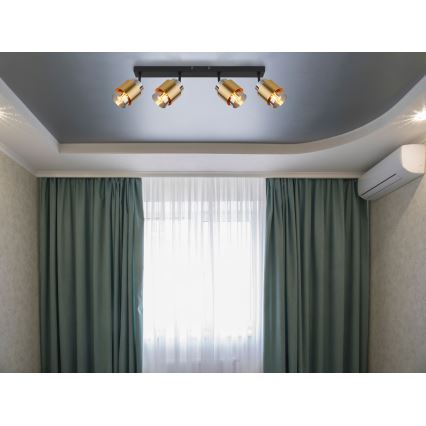 Globo - Kohdevalo 4xE27/40W/230V musta/messinki