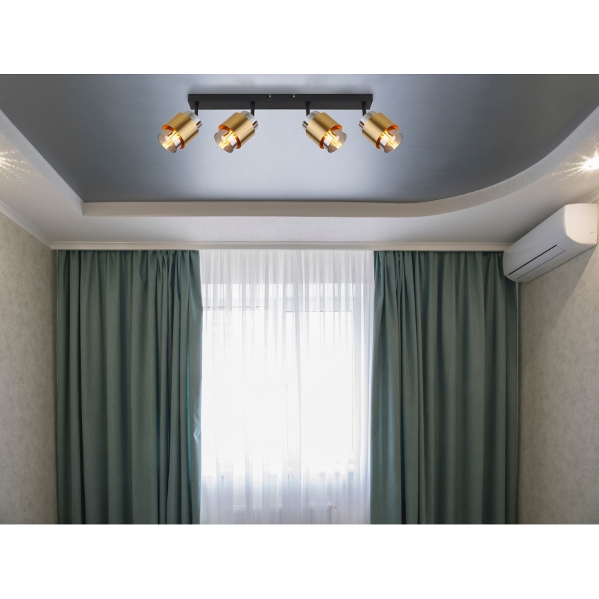 Globo - Kohdevalo 4xE27/40W/230V musta/messinki