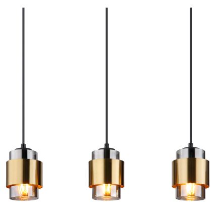 Globo - Riippuvalaisin vaijerilla 5 x E27/40W/230V musta/messinki